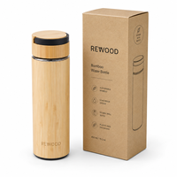 Rewood Custom Bamboo Stainless Steel Air Pressure Insulated Mug Cangkir Termos Pribadi Berkapasitas 450/500ml untuk Kantor