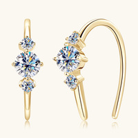 Boucles d'oreilles pendantes Mylove personnalisées en argent sterling 925 plaqué rhodium avec trois pierres de moissanite, design arche incurvée, vente en gros