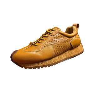 Retro Horse Leather Boat Shoes Men Low Heel Breathable Casual <b>Lace</b>-Up Solid Color Brown Black <b>White</b> Daily Wear - Product Image 1