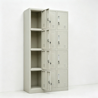 Armoire de rangement moderne en acier à 12 portes pour la maison, la chambre, l'hôtel, le mobilier de garde-robe, l'école, le mobilier élégant en acier pour salle de sport scolaire