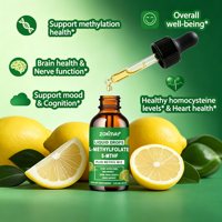 15mg Methylfolate Liquide en Gouttes Methyl B12 Actif 5-MTHF Complexe B B2 Riboflavine B6 MTHFR Complément de Soutien OEMODM