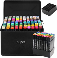 Marqueurs de Couleurs d'Artiste, 80 Couleurs, à Base d'Alcool, Permanents, à Double Pointe, pour Croquis et Dessin d'Adultes