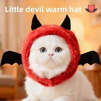 Serre-tête en peluche douillet tête de chat démoniaque, accessoire de costume amusant pour animaux de compagnie pour Halloween, accessoire photo mignon pour petits chiens et chats, fête cosplay