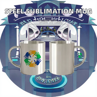 Mug à café en acier inoxydable à sublimation avec motif de dessin animé, capacité de 301 à 400 ml, écologique et emballage individuel