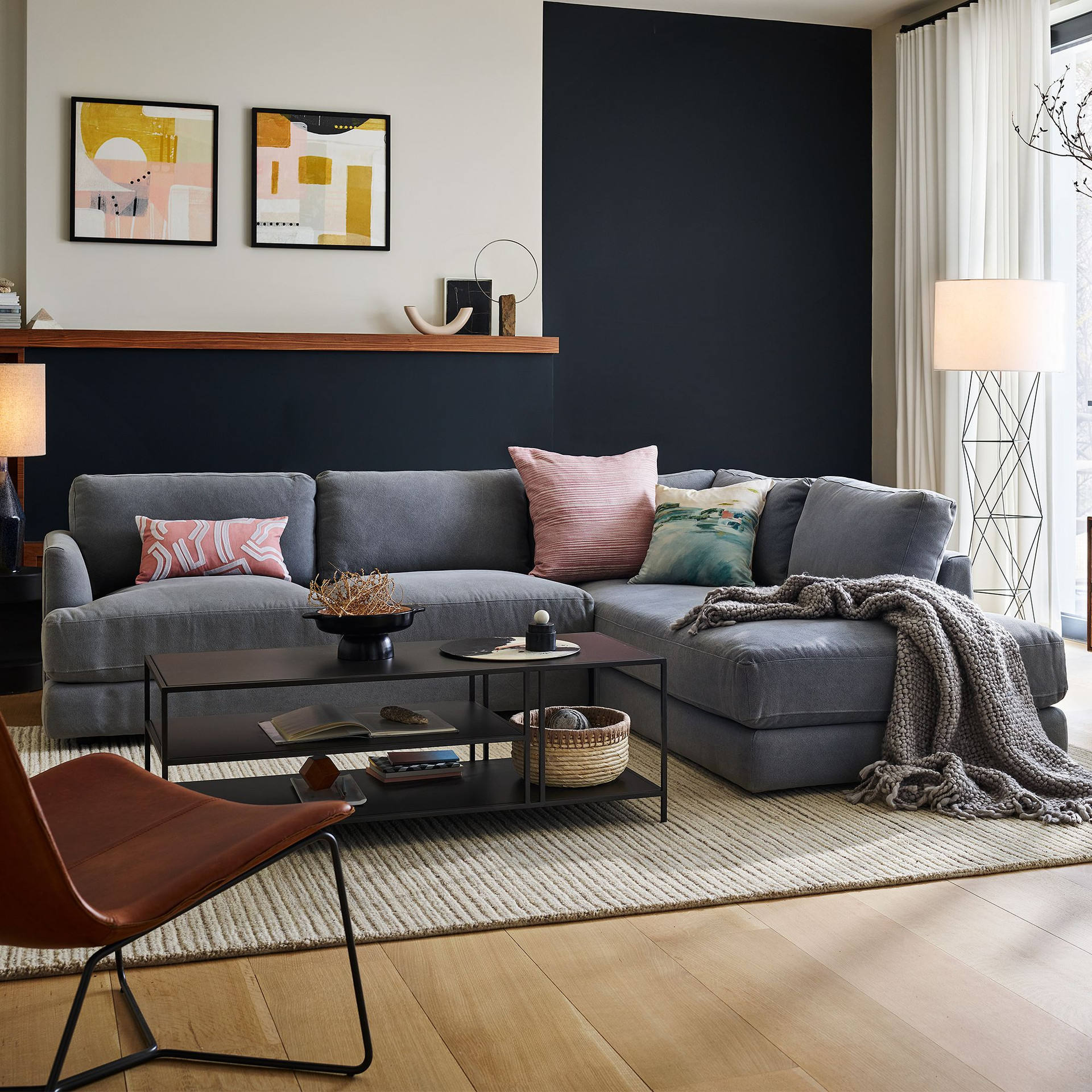 Living room sofa indoor furniture 2-piece bumper chaise corner sofa