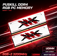 Mémoire PC Gaming PUSKILL DDR4 UDIMM RGB 8GBx2 3200MHz CL16 Dual Rank Faible Latence avec Éclairage RGB Lumineux Module de Mémoire de Bureau