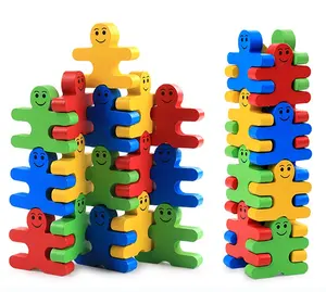 蒙特梭利玩具益智木制玩具儿童早期学习卡通平衡恶棍块锻炼孩子的大脑 16PCS/批次