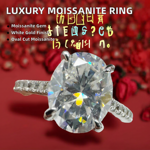 Anillo de Compromiso J&C de Lujo para Mujer, con Diamante Moissanita Cultivado en Laboratorio, 1ct, Plata 925, Chapado en Oro Blanco, Corte Oval/Radiante - Product Image 3