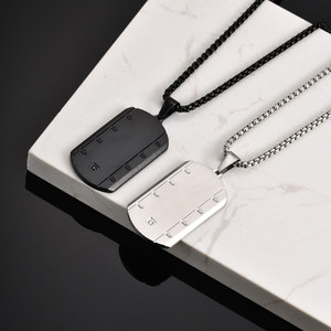 Pendentif <span class=keywords><strong>Alin</strong></span> classique et tendance en argent avec motif Dogtag et chaîne IPS en acier inoxydable, bijoux pour cadeau - Product Image 3