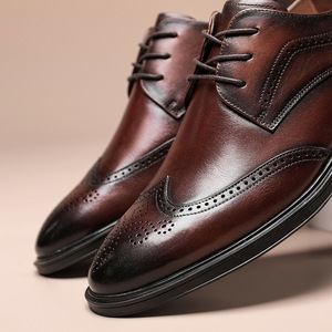 Nouvelle collection printemps, chaussures en cuir pour hommes à motif brogue, style britannique, mariage, décontractées, en cuir véritable, confortables - Product Image 3