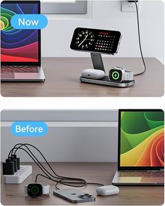 Base de Carga Inalámbrica Magnética Plegable 3 en 1 Qi2 de 25W, Compatible con iPhone, <span class=keywords><strong>Apple</strong></span> Watch y AirPods - Product Image 5