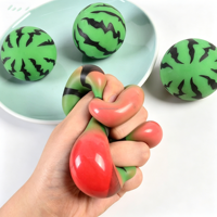 Balles anti-stress en TPR souple de 6 cm en forme de pastèque, jouets sensoriels anti-anxiété à presser pour enfants et adultes, solides, sans liquide ni gel