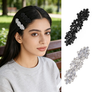 Pince à cheveux <span class=keywords><strong>de</strong></span> luxe scintillante en strass pour femme, <span class=keywords><strong>barrette</strong></span> à cheveux en cristal marquise, élégante épingle à cheveux <span class=keywords><strong>de</strong></span> mariée pour mariage, accessoires <span class=keywords><strong>de</strong></span> fête - Product Image 1