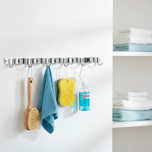 Space Saving Anti-Slip <strong>Wall</strong> Mounted Stainless Steel <strong>Mop</strong> and Broom Holder Garden Tool Organizer with Hooks for Garage Kitchen - Product Image 6