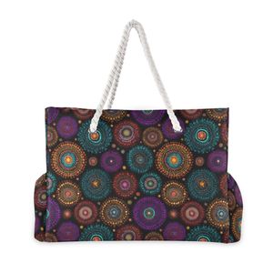 Bolso de Playa Impermeable para Mujer con Cremallera, Estampado Personalizado, Asas de Cuerda con Diseño de Puntos Aborígenes Australianos, Ideal para Viajes de Fin de Semana de Verano - Product Image 2