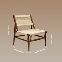 Chaise de jardin en corde Wabi Sabi, chaise de loisirs en bois de chêne, chaise simple moderne pour salon