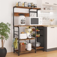 Support de boulanger de cuisine avec prise de courant Support pour micro-ondes Étagère de station de bar à café Étagère de rangement de cuisine avec panier à épices