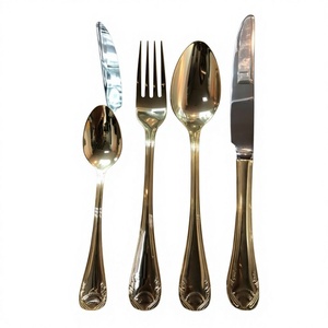 Juego de cubiertos de metal de calidad alimentaria, acero inoxidable, cuchara, tenedor y cuchillo de alta calidad, 4 piezas, diseños personalizables, juego de cubiertos en venta - Product Image 1
