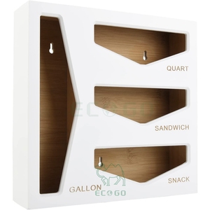 Organizador de almacenamiento Ziplock de bambú moderno, cajón de cocina, organizador de bolsas de tamaño variado, contenedor de almacenamiento de alimentos de galón Compatible - Product Image 1