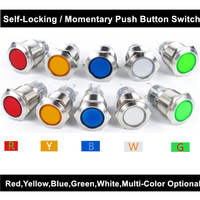 6/8/10/12/16/19/22 MM Interrupteur Bouton Poussoir Étanche Avec Voyant Led Rouge, Jaune, Bleu, Vert, Blanc, Noir, Argent Bouton Poussoir