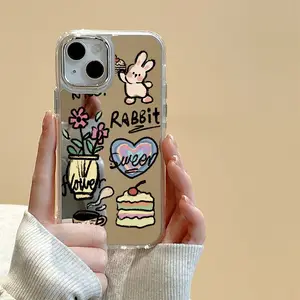 Hot Sale Cute Design Rabbit Pattern Phone Case for iPhone 15 14 13 pro max Mirror case