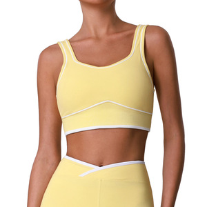 Top Deportivo de Yoga en Forma de U con Espalda Cruzada en Contraste de Color, de Spandex/Nylon, para Fitness de Alta Intensidad, con Almohadillas en el Pecho - Product Image 5