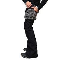 Jean Flare Homme Personnalisé Camouflage Poches Cargo Fermeture Éclair Denim Micro Délavé Vintage Streetwear Coupe Bootcut