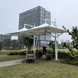 Pergola bioclimatique moderne en aluminium, gazebo de jardin extérieur, <span class=keywords><strong>pavillon</strong></span> avec toit en membrane architecturale pour hôtel et parc - Product Image 1