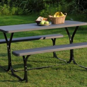 طاولة نزهة مستطيلة قابلة للطي، أثاث متعدد الاستخدامات للداخل والخارج متين مع مقعد مزدوج - Product Image 5