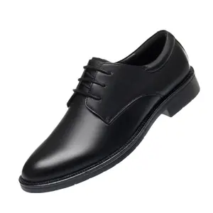 Мужские Вечерние черные туфли с круглым носком на шнуровке, свадебные туфли для жениха, деловые повседневные кожаные туфли