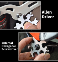 Clé hexagonale multifonctionnelle 18-en-1 en acier inoxydable pour flocon de neige, système métrique, pour réparation de vélo de camping