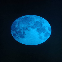 Autocollant 3D Lune Planète Luminescent dans le Noir 8mm d'épaisseur Surface Lunaire Bleu Vert Feuille Photoluminescente Auto-adhésive de Sécurité Nocturne