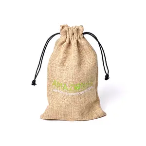 2021 جديد نمط مخصص شعار الرباط خيش طبيعي كيس الجوت شنطة هدايا حقيبة من الخيش التسوق للقهوة الكاكاو