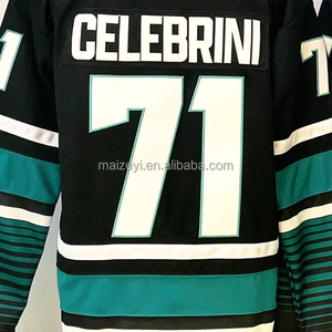 Maillot de hockey bleu turquoise San Jose Macklin Celebrini de qualité supérieure, cousu - Product Image 3