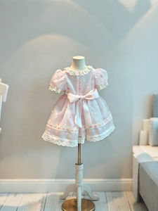 Vestito Lolita Rosa in Pizzo Senza Maniche a Mezza Lunghezza per Bambine, Nuova Collezione Estate 2026, Morbido e Confortevole, Elegante Abito da Principessa per il Primo Compleanno - Product Image 5