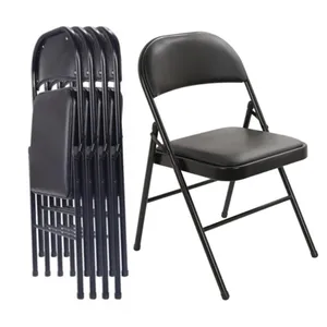 批发便宜的现代Sillas Plegables餐厅PU皮革折叠金属活动酒店椅子