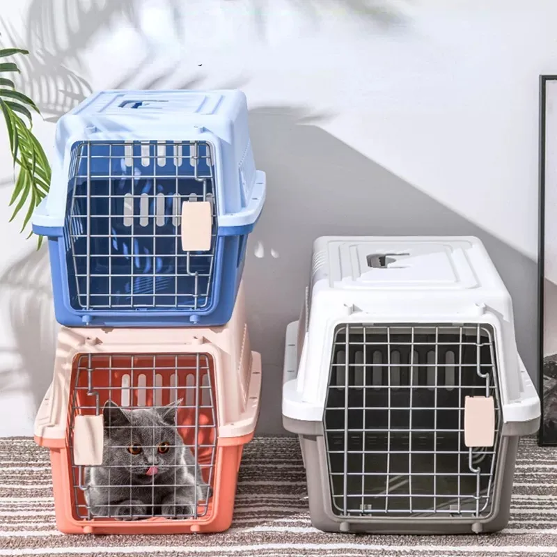 Portable Pet Carrier Outdoor Travel Plastic Dog Pet Cages Carriers Car Travel Accessories