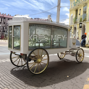 Funeral Luxury White 4-Wheeled Steel Carriage Hearse Remolque Popular White Hearse con cortinas Inspirado en carruajes de caballos - Product Image 2