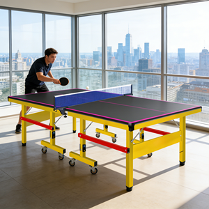 Mesa de Ping Pong Premium, Mesa de Tenis de Mesa Móvil Personalizada con Ruedas, Juego de Interior para Deportes Escolares - Product Image 1