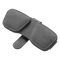 Clip pour lunettes de voiture en cuir PU, pare-soleil multifonctionnel, rangement pour cartes de visite, étui à lunettes créatif