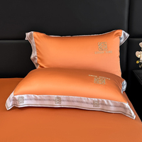 Parure de lit de luxe en jacquard brodé, soie glacée, toutes saisons, sensation fraîche, résistante aux plis, housse de couette et drap soyeux