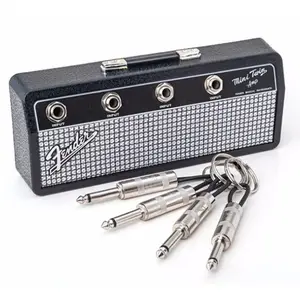 4PCS Key Armazenamento Música Speaker Keychain Armazenamento Base Wall Keychain Titular Vintage Amplificador Decoração Home Gift Key Holder