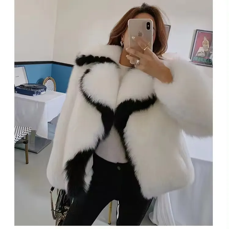 Natural Real Fox Fur Coat Ladies Fashion Thick Fluffy Fur Jacket Winter Warm Women Outwear Black White Gum Woman Coat Fur Fox