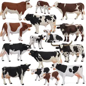 Simulação alta Animal figura brinquedos conjunto fazenda animal vaca e touro recursos educativos brinquedos para crianças presente