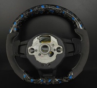 Volant en fibre de carbone forgée avec flocons bleus, gainé d'Alcantara, lumières de changement de vitesse LED, pour Volkswagen Golf 6 7 7.5