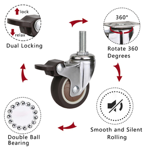 OEM-Fabrik Palettenhubwagen-Rad Lenkrolle 1 Zoll 1,25 Zoll TPR Stuhl Tisch Kleine Schwenkrollen mit Bremse für Möbel - Product Image 4