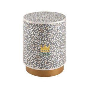 Vietnam Adjustable Modern Mother of Pearl Inlay <b>Stool</b> with Aluminium Base in Gold Handmade Hotel Use Home Furniture - Product Image 4