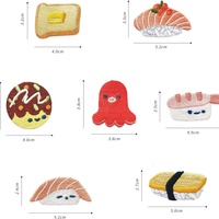 Patchs personnalisés japonais pour sushis, badges brodés mignons sur le thème de la nourriture, appliques saumon tempura, pieuvre kawaii à thermocoller pour la décoration de vêtements d'enfants