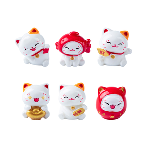 3D Cute Miniature Lucky Cat with Gold <strong>Coin</strong> &amp; Red Fish Chinese New Year Decorative Figurine Resin Crafts Mini Toys in Blind Bag - Product Image 1