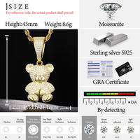 Günstigster Preis Besteht Diamantprüfer Moissanit Kleiner Bär Anhänger 925 Sterling Silber Iced Out Hip Hop Cartoon Anhänger